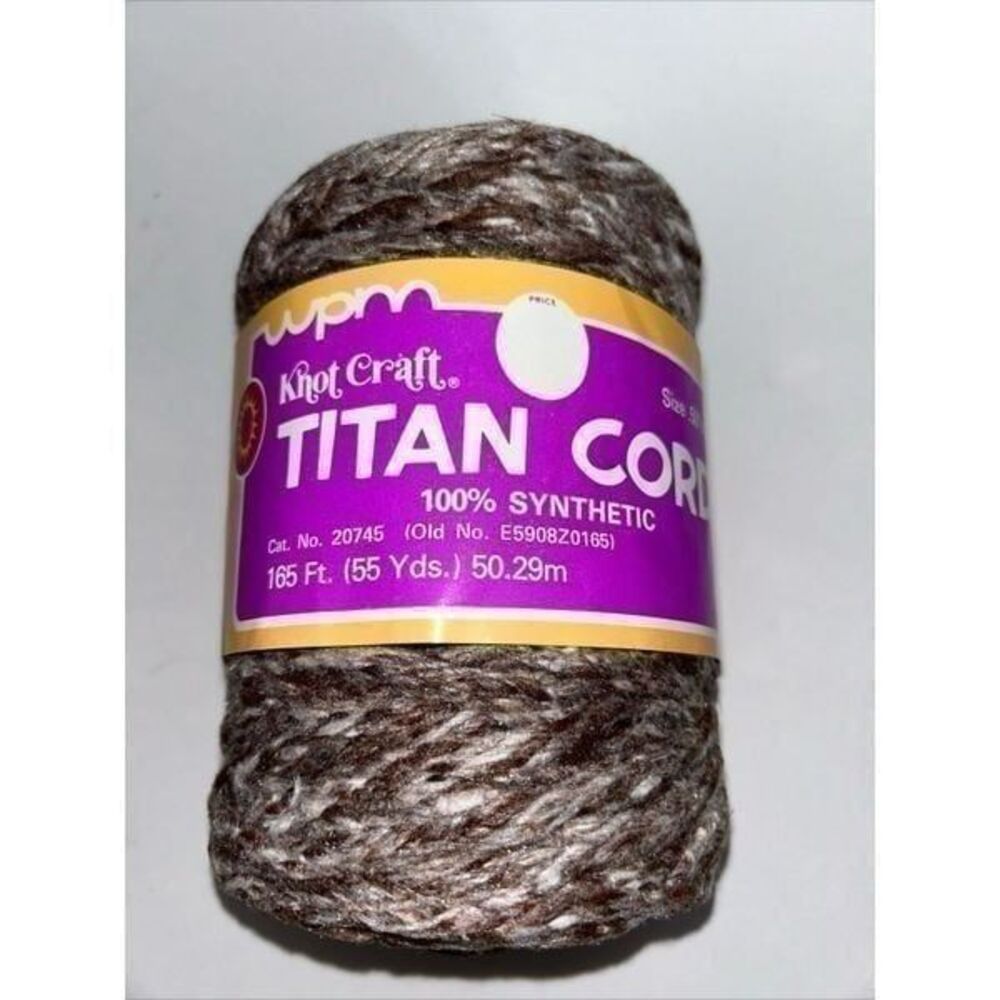 Titan Cord Sz .50's/8 Ply 55 yds Brown Cord Puritan Mills Vtg Knot Craft Twisted